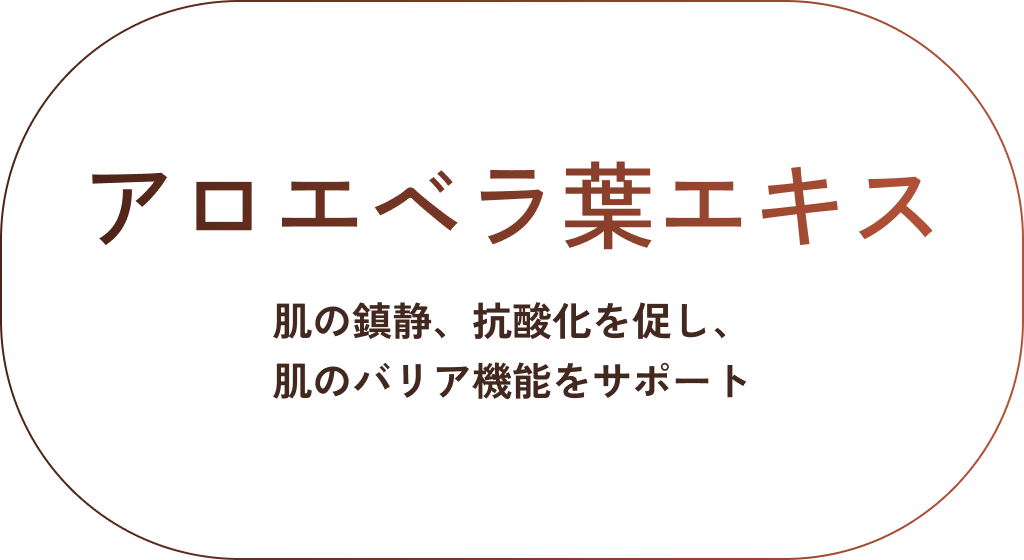 アロエベラ葉エキス。肌の鎮静、抗酸化を促し、肌のバリア機能をサポート。